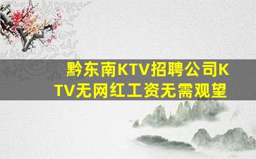 黔东南KTV招聘公司KTV无网红工资无需观望